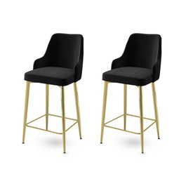 Hanah Home Juego de 2 Taburetes de Bar Negro y Dorado